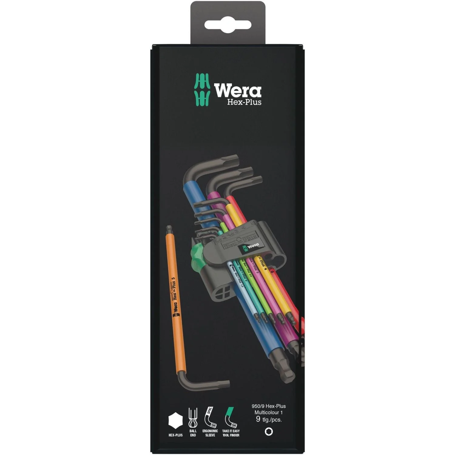 Wera 950/9 Hex-Plus Multicolour 1 SB L-Key Set, Metric, Blacklaser, 9-Pieces - Image 2