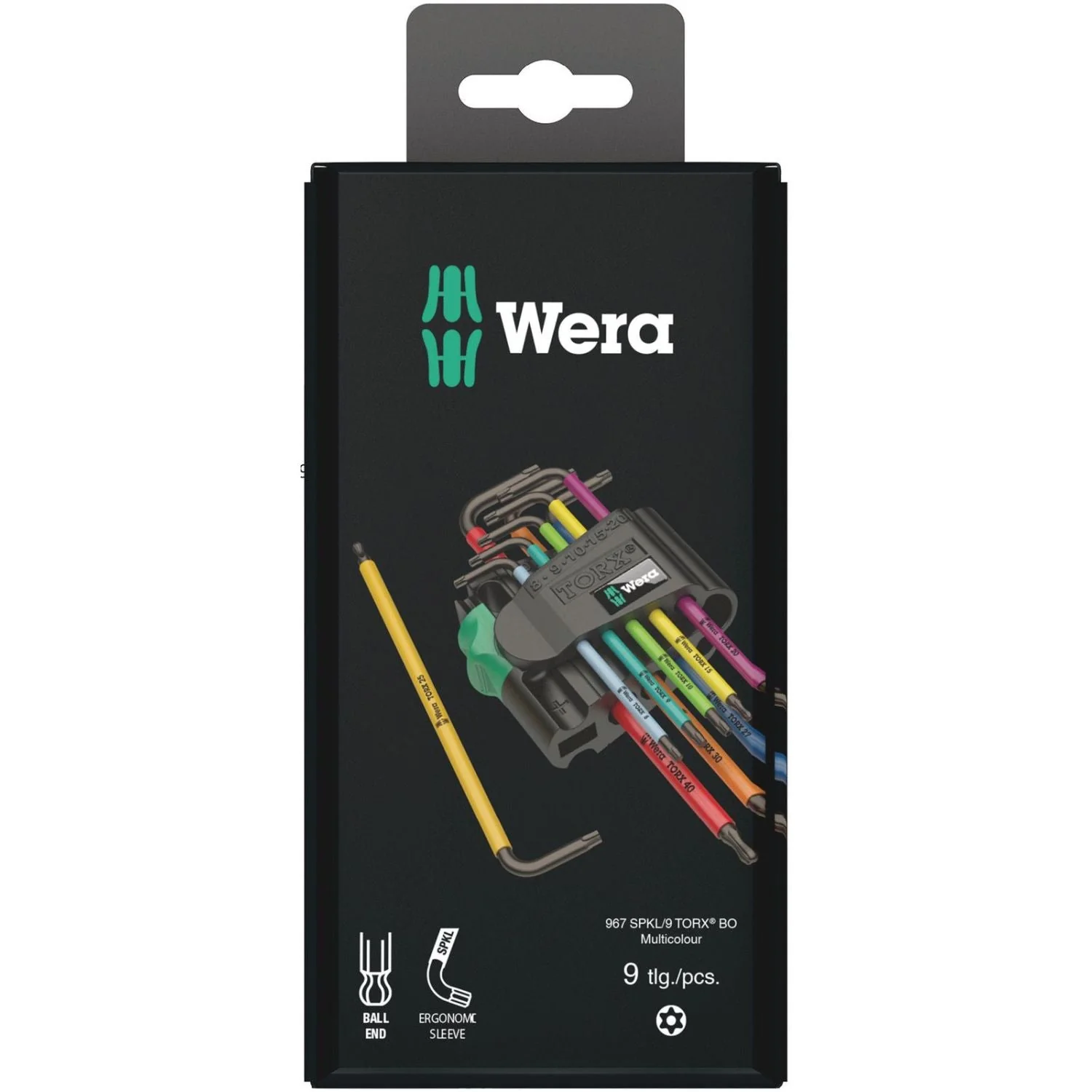 Wera 967/9 Torx Bo Multicolour 1 SB L-Key Set For Tamper-Proof Torx Screws, Blacklaser, 9-Pieces - Image 2