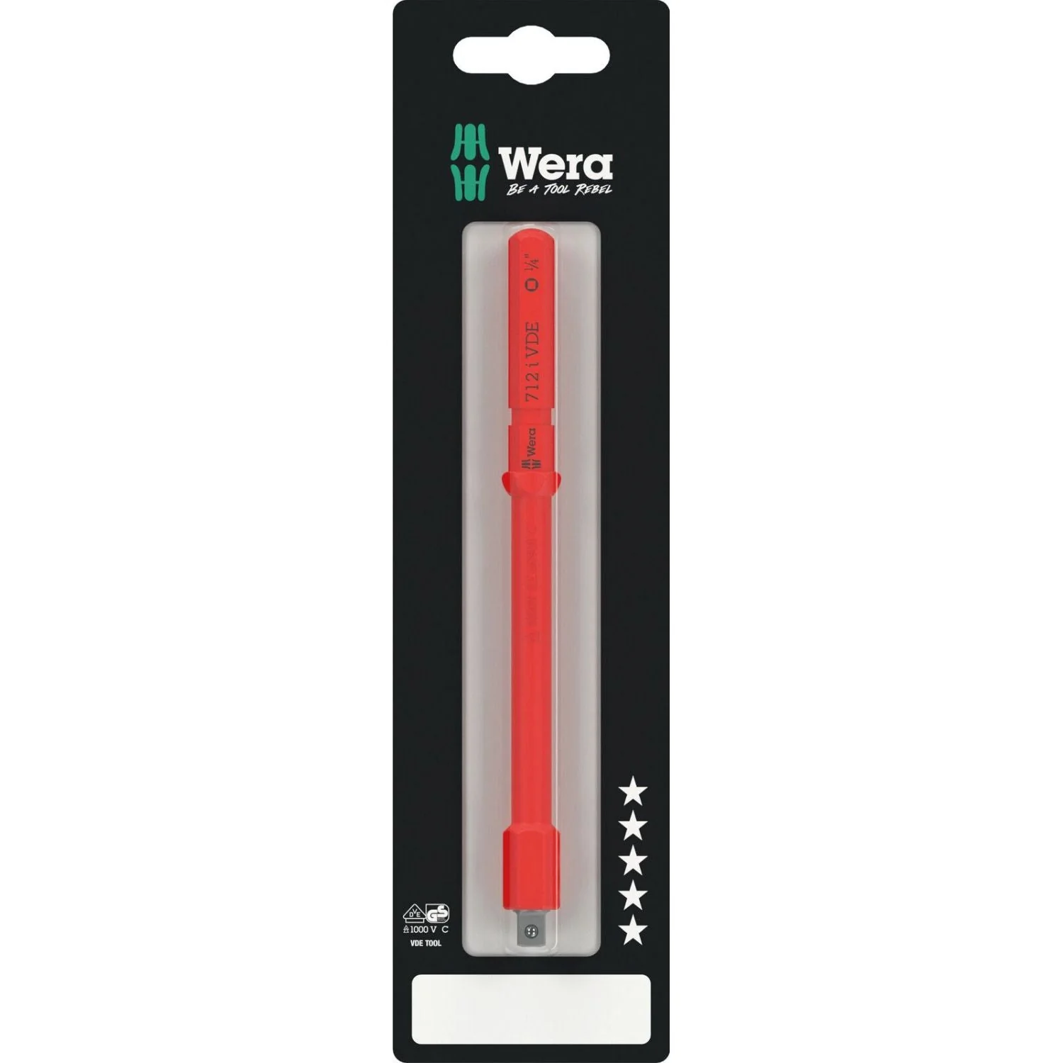 Wera Kraftform Kompakt A VDE 712 I SB Adapter Blade, Insulated, For 1/4-in. Sockets, 1/4-in.x154-mm. - Image 1