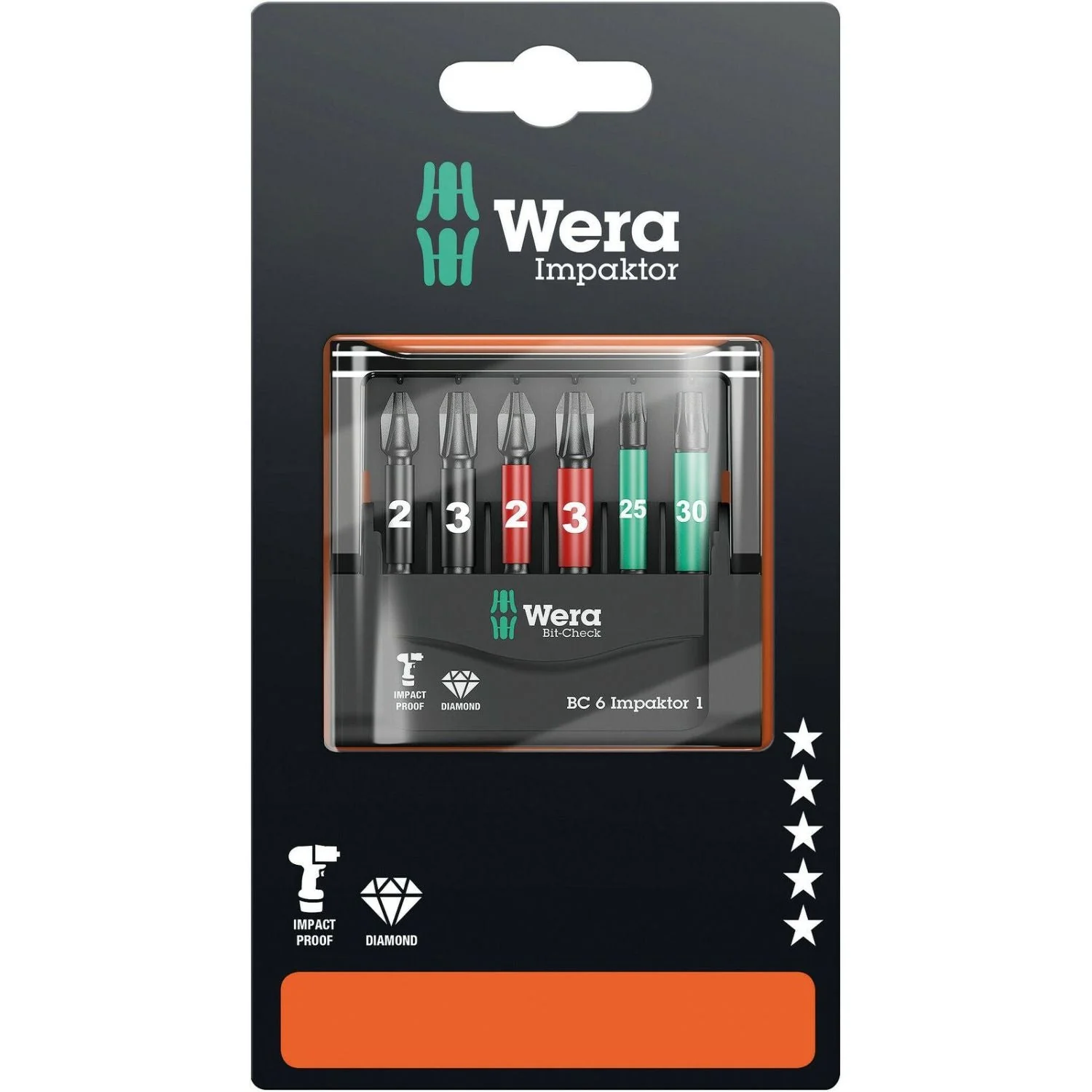Wera Bit-Check 6 Impaktor 1 SB, 6-Pieces - Image 1