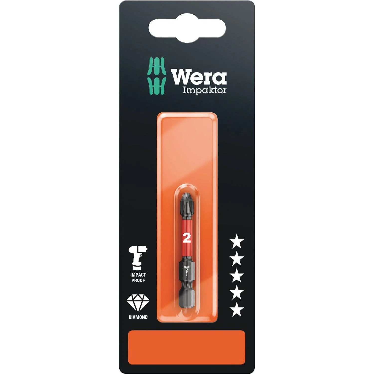 Wera 851/4 Imp Dc SB Impaktor Bit, Ph 2x50-mm. - Image 1