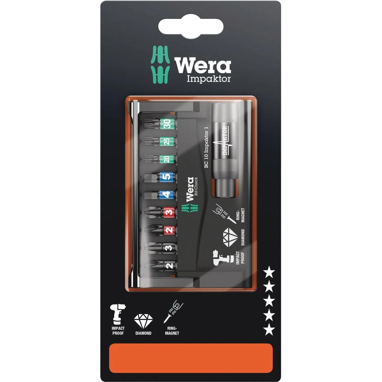 Wera Bit-Check 10 Impaktor 1 SB, 10-Pieces - Image 2