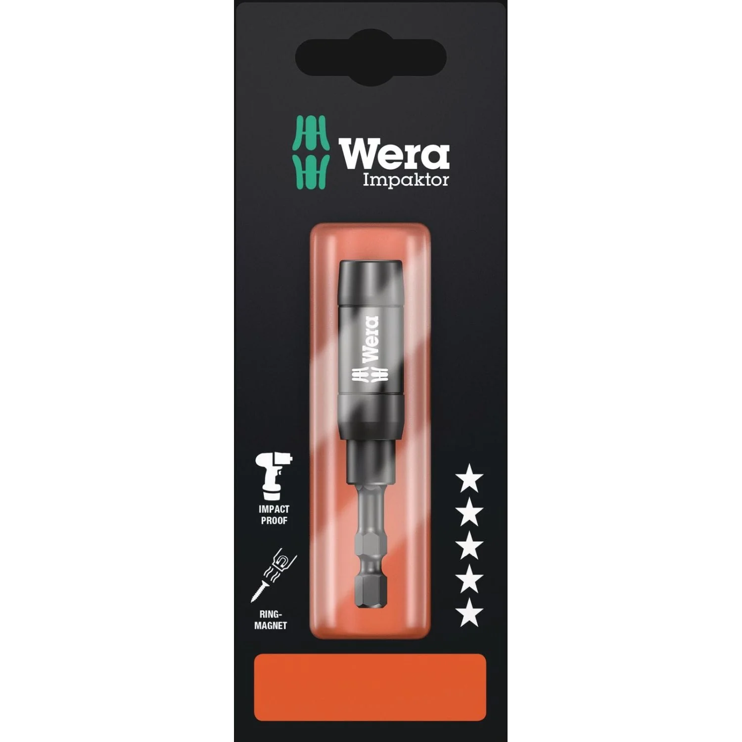 Wera 897/4 Imp R SB Impaktor Holder With Retaining Ring And Ring Magnet, 1/4-in.x75-mm. - Image 2