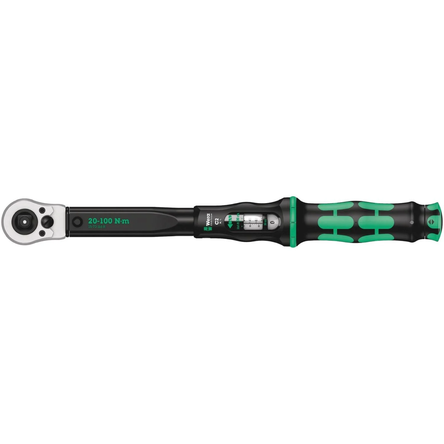 Wera Click-Torque C 2 Push R/L Adjustable Torque Wrench For Clockwise And Anti-Clockwise Torque-Control, 20-100 Nm, 1/2-in.x20-100 Nm