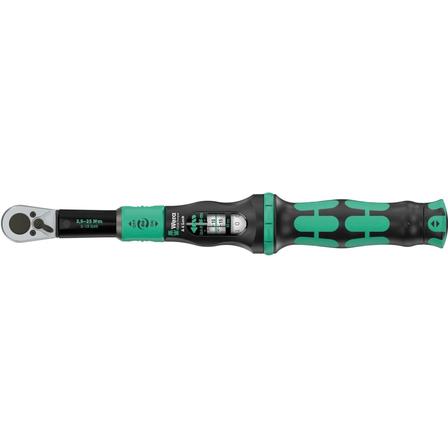 Wera Click-Torque Lock A 6 Torque Wrench, Adjustable, Torque Lock Function, Reversible Ratchet, Clockwise Torque Operation, 2.5-25 Nm, 1/4-in.x2.5-25 Nm - Image 1