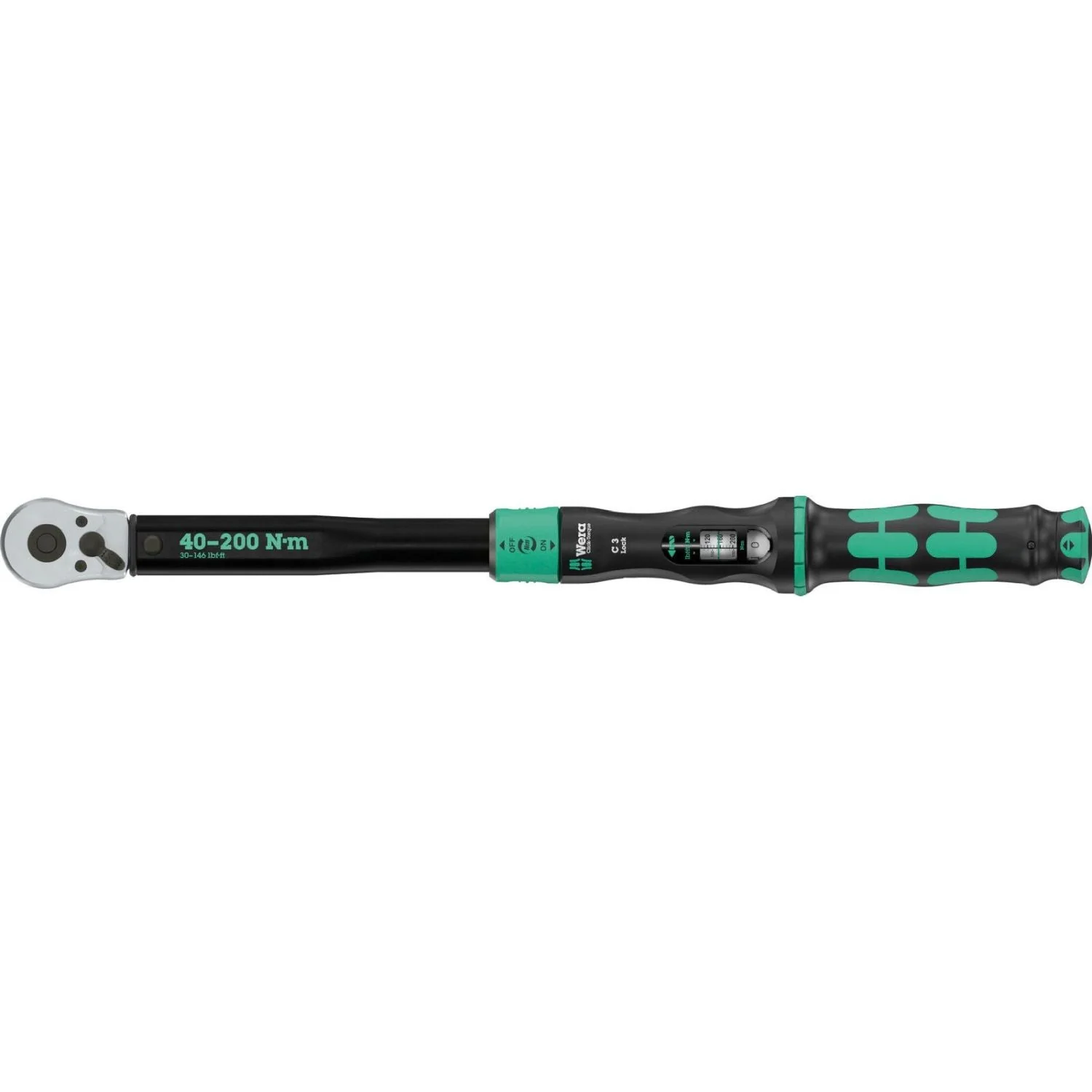 Wera Click-Torque Lock C 3 Torque Wrench, Adjustable, Reversible Ratchet, Torque Lock Function, 40-200 Nm, 1/2-in.x40-200 Nm - Image 2