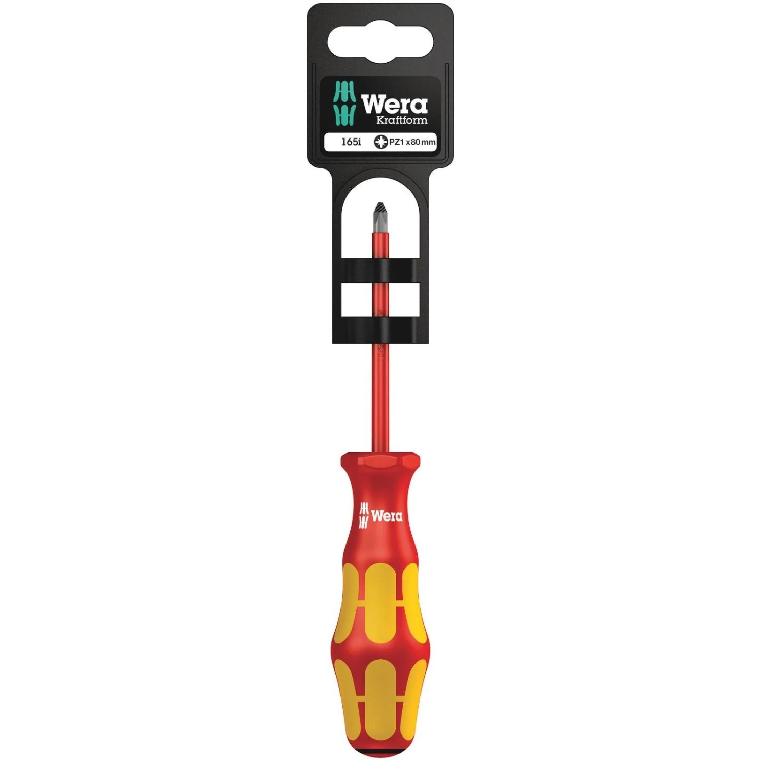 Wera 165 I Pz SB VDE Insulated Screwdriver For Pozidriv Screws, Pz 1x80-mm. - Image 1