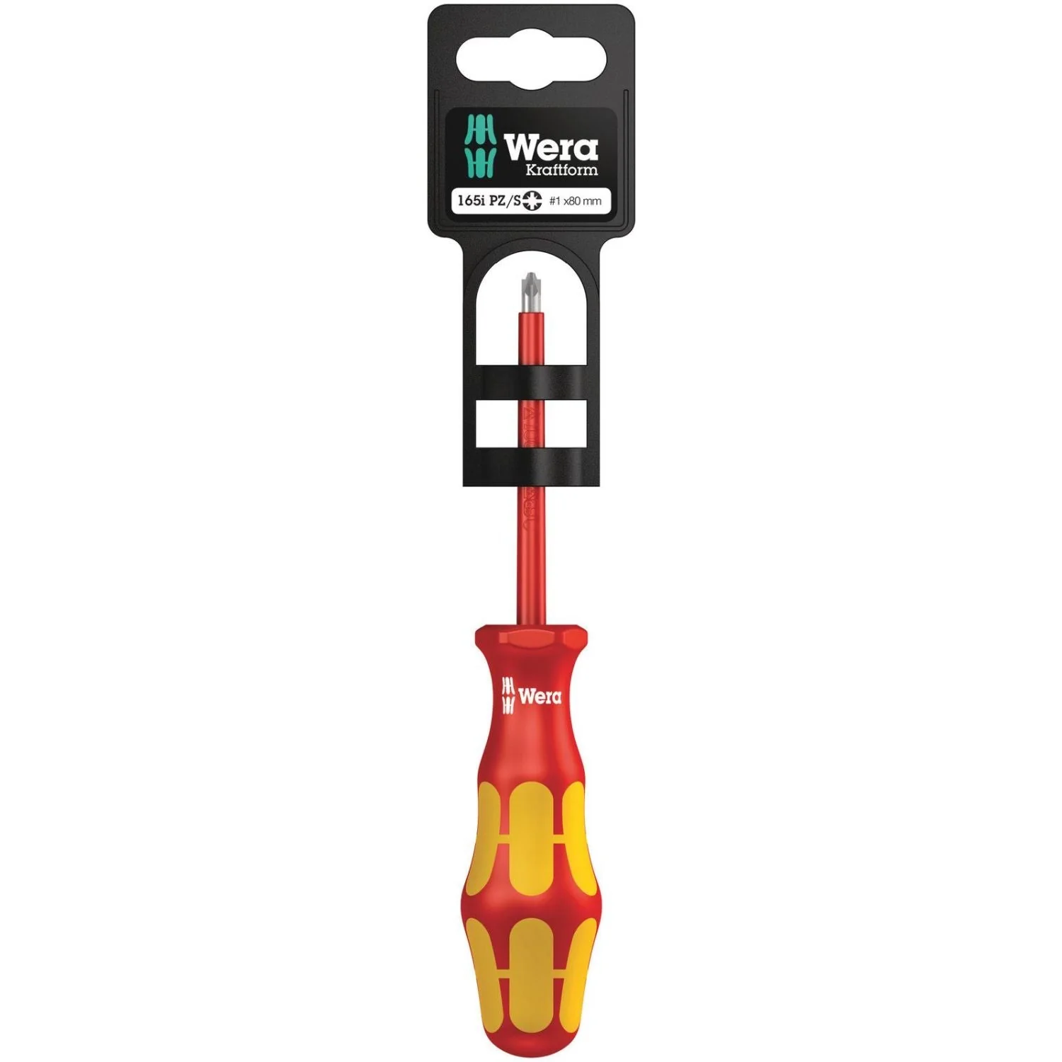 Wera 165 I Pz/S SB VDE Insulated Screwdriver For Plusminus Screws (Pozidriv/Slotted), # 1x80-mm. - Image 1