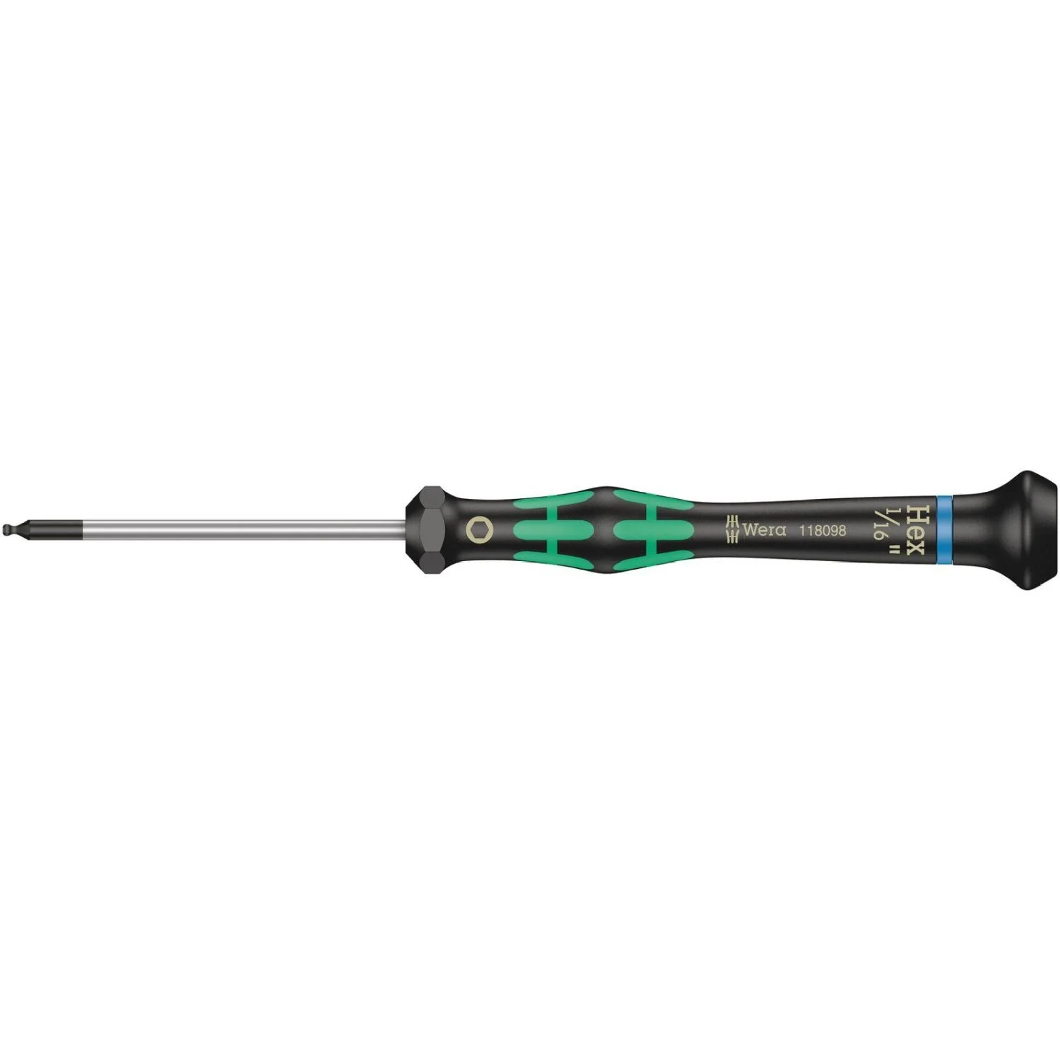 Wera 2052 Ball End Hexagon Screwdriver For Electronic Applications, 1/16-in.x60-mm. - Image 1