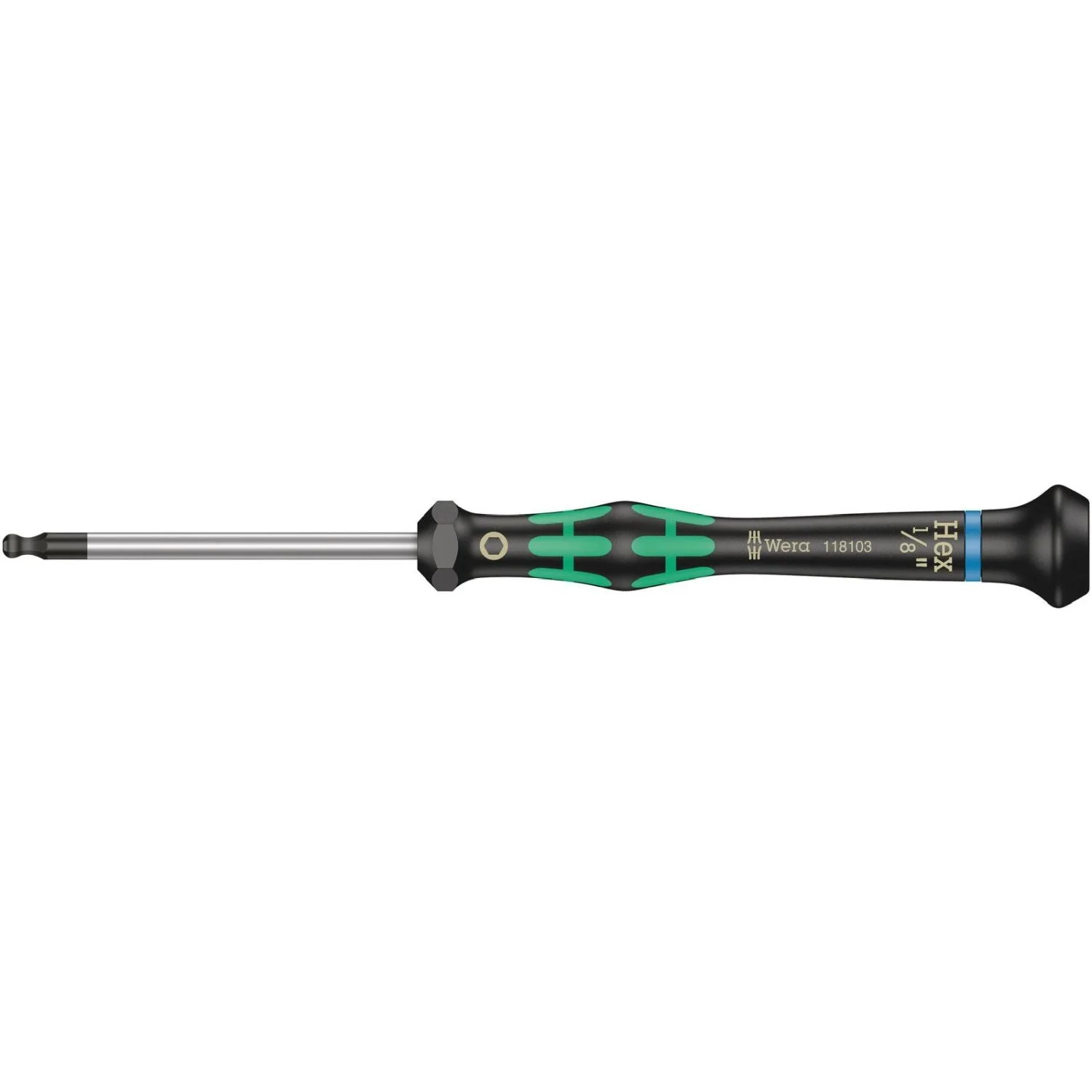 Wera 2052 Ball End Hexagon Screwdriver For Electronic Applications, 1/8-in.x60-mm. - Image 1