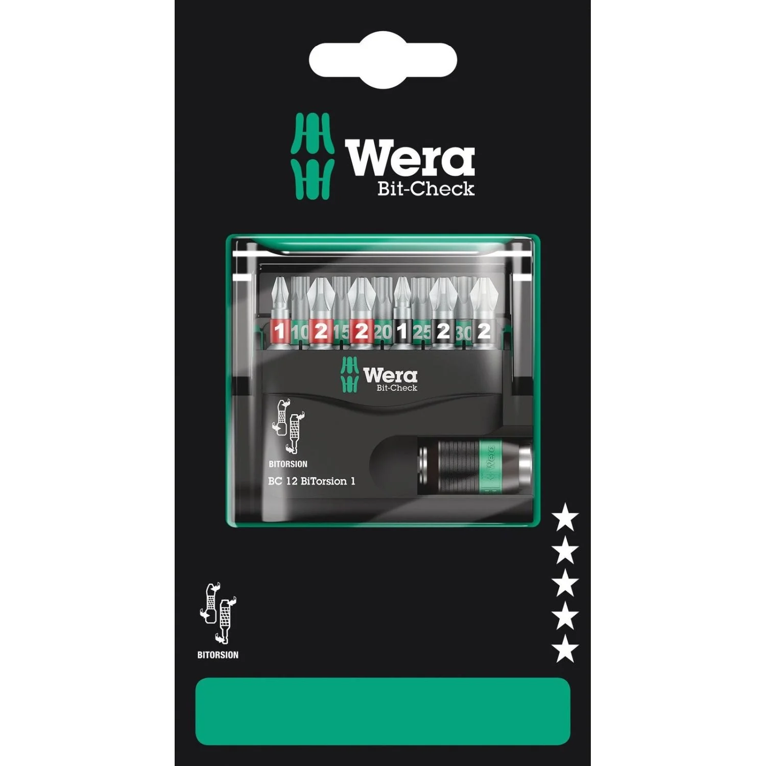 Wera Bit-Check 12 Bitorsion 1 SB, 12-Pieces - Image 1