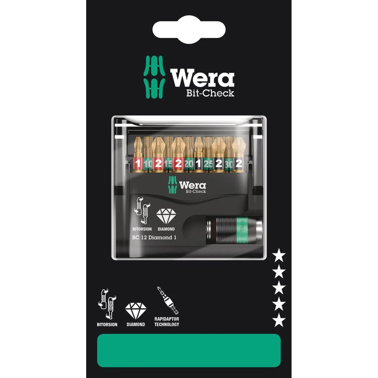 Wera Bit-Check 12 Diamond 1 SB, 12-Pieces - Image 1