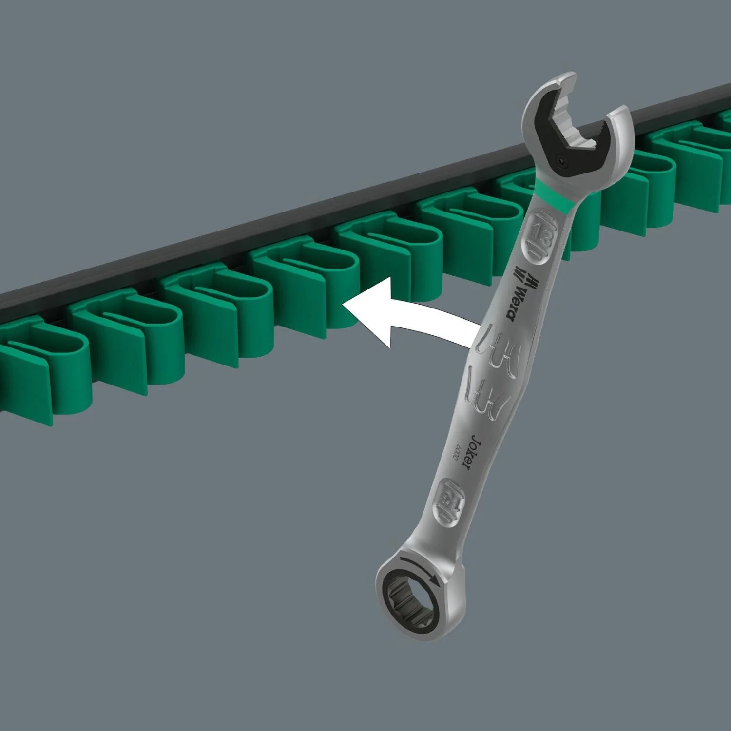 Wera 9610 Joker Magnetic Rail, For Up To 11 Spanners, Empty, 30x370-mm. - Image 3