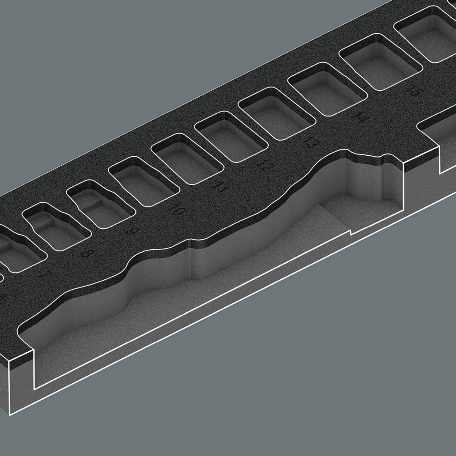 Wera 9821 Foam Insert 8000 B Zyklop 3/8-in. Ratchet Set 1, Empty, 172x30x392-mm. - Image 3