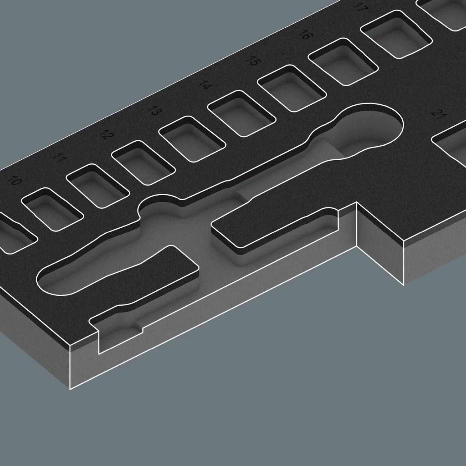 Wera 9824 Foam Insert 8010 B Zyklop Comfort Ratchet Set 1, 3/8", Empty, 172x30x392-mm. - Image 3