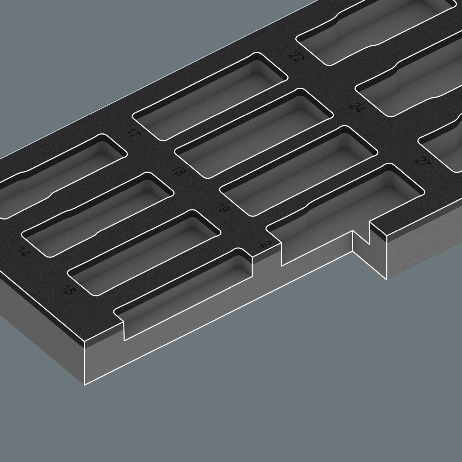 Wera 9825 Foam Insert Zyklop C, 1/2-in., Impaktor Deep Socket Wrench Insert Set 1, Empty, 172x30x392-mm. - Image 3