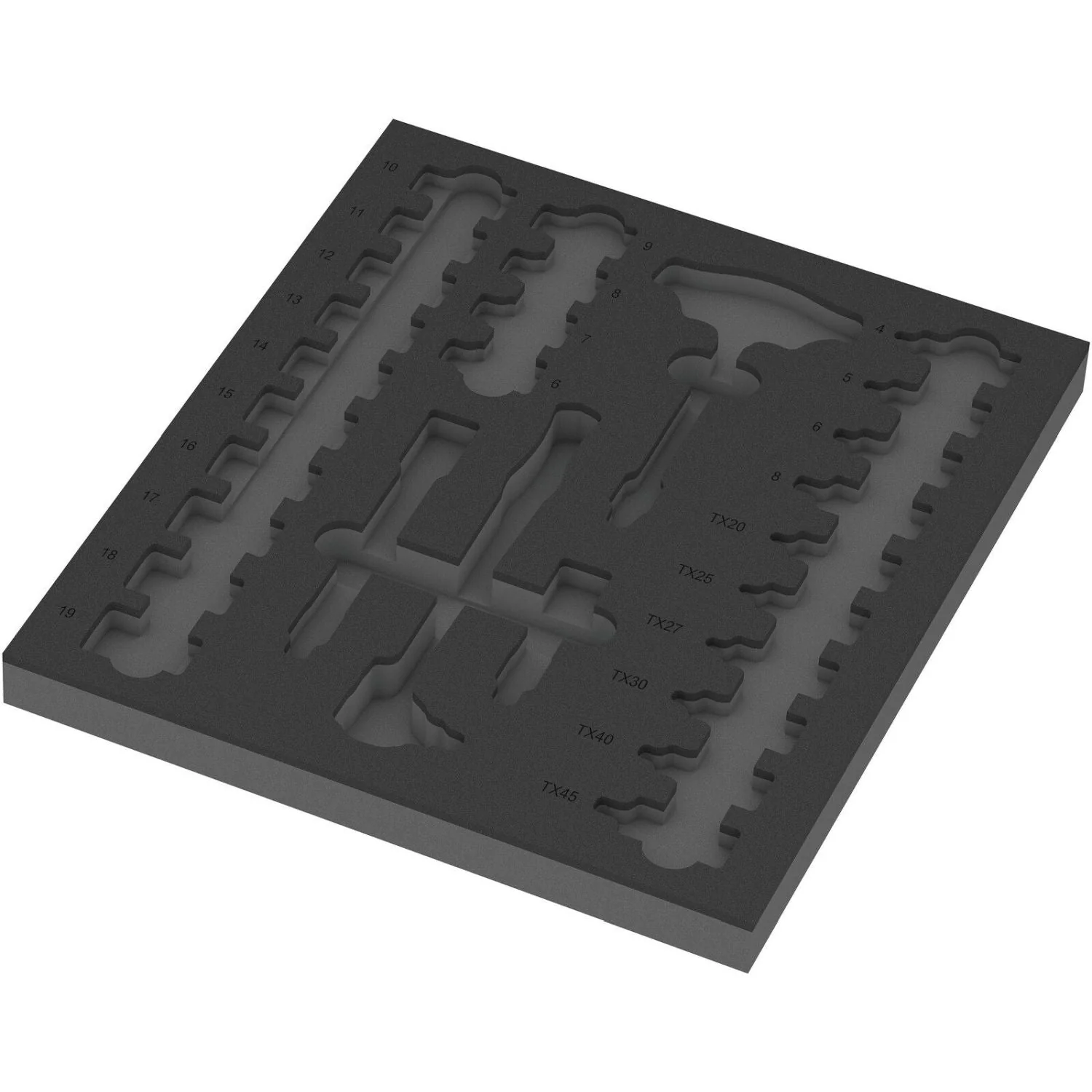 Wera 9826 Foam Insert 8007 B VDE Zyklop VDE Ratchet Set 1, 3/8", Empty, 344x30x392-mm. - Image 1