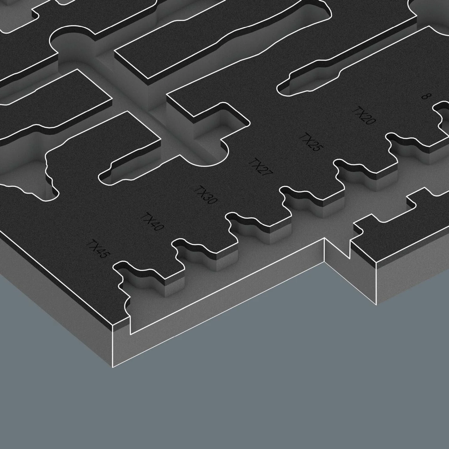 Wera 9826 Foam Insert 8007 B VDE Zyklop VDE Ratchet Set 1, 3/8", Empty, 344x30x392-mm. - Image 3