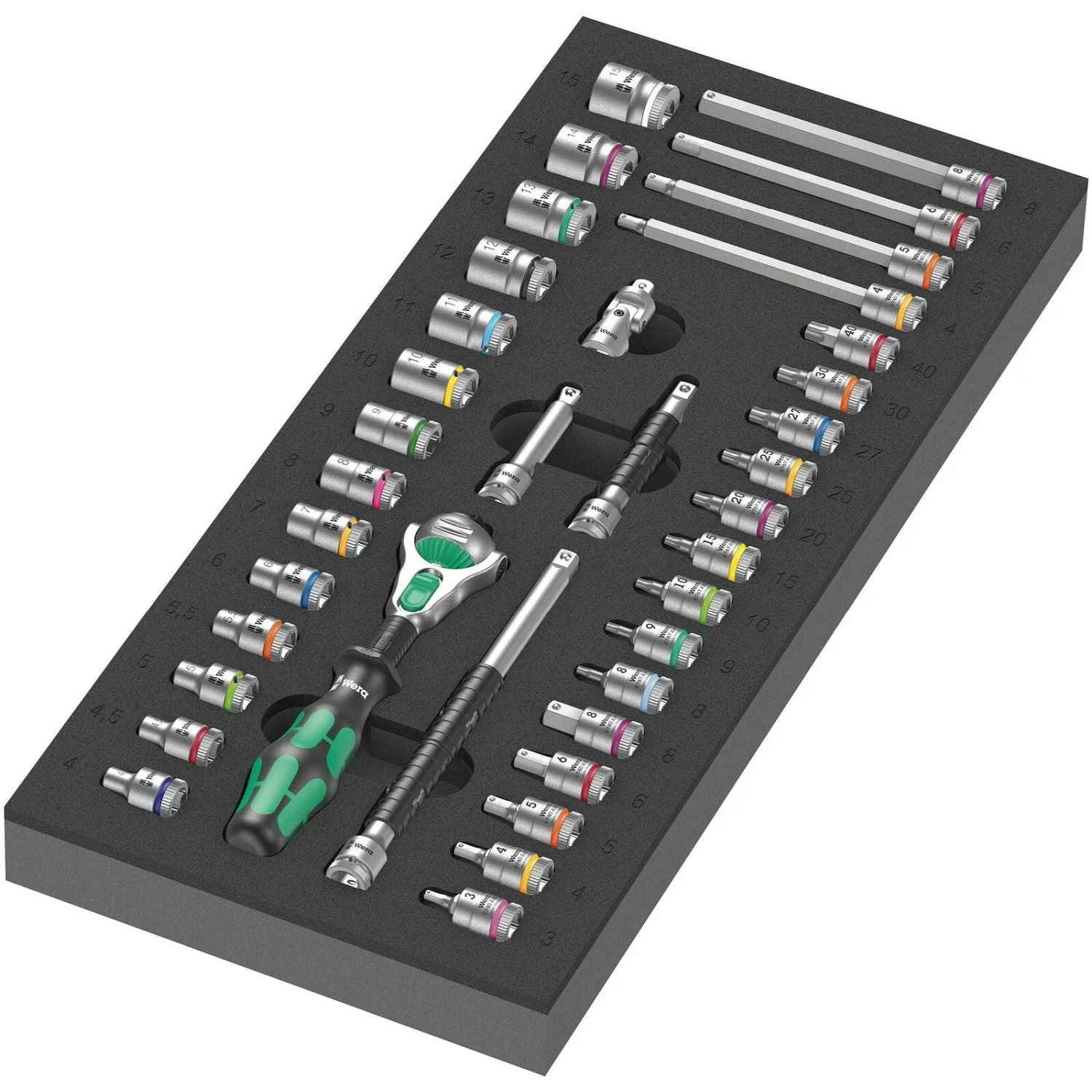Wera 9720 Foam Insert 8000 A Zyklop 1/4-in. Ratchet Set 1, 37-Pieces - Image 2