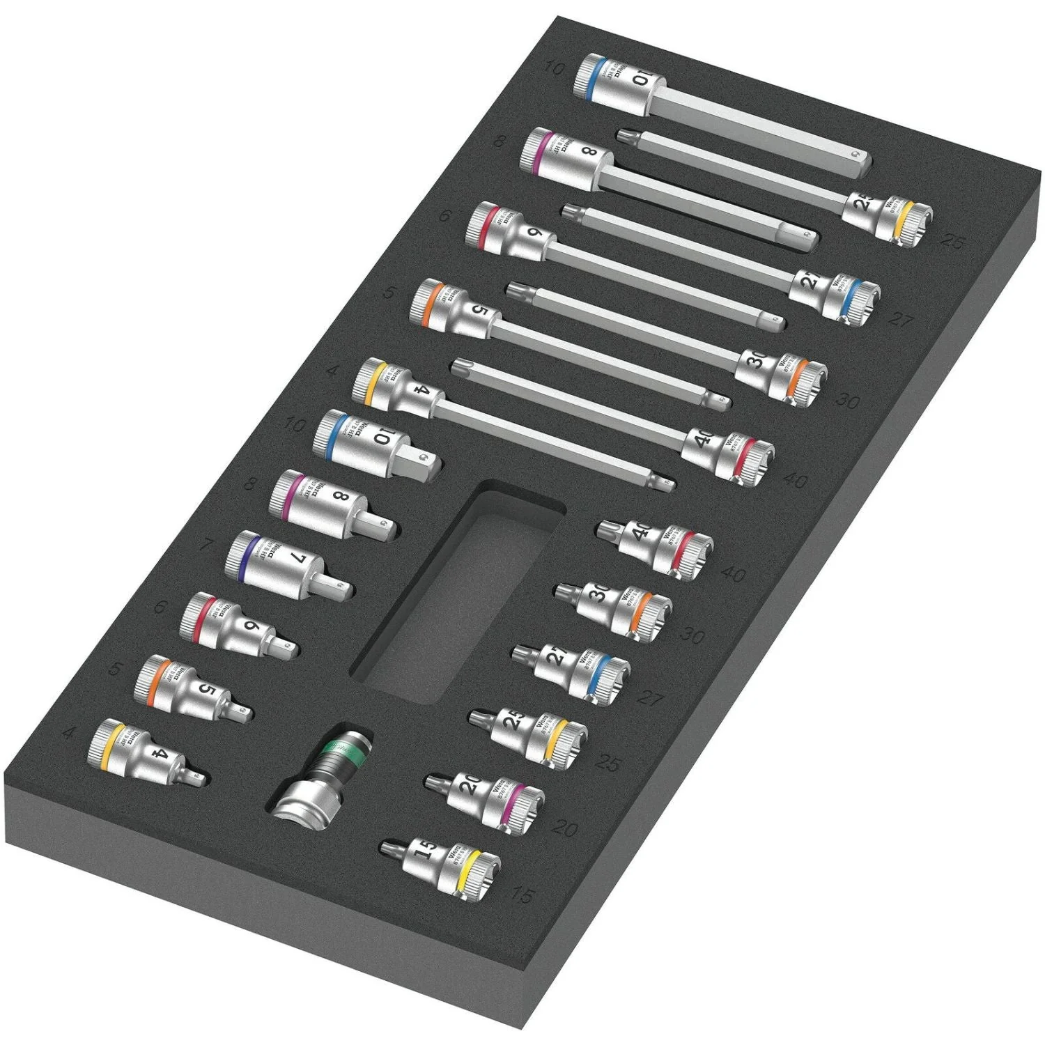 Wera 9723 Foam Insert Zyklop B 3/8-in. Bit Socket Set 1, 22-Pieces - Image 1