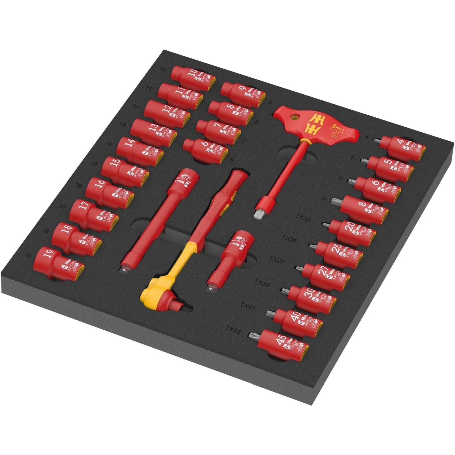 Wera 9726 Foam Insert 8007 B VDE Zyklop VDE Ratchet Set 1, 3/8", 28-Pieces - Image 2
