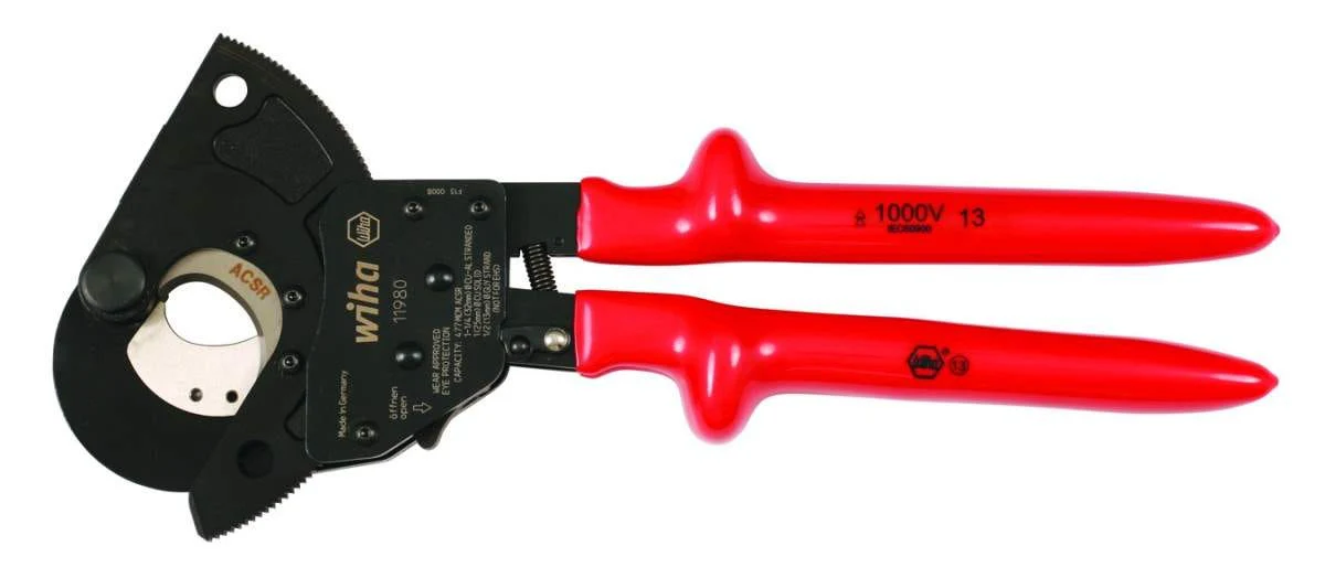 Wiha 11980 Insulated ACSR Ratcheting Cable Cutters - Image 3
