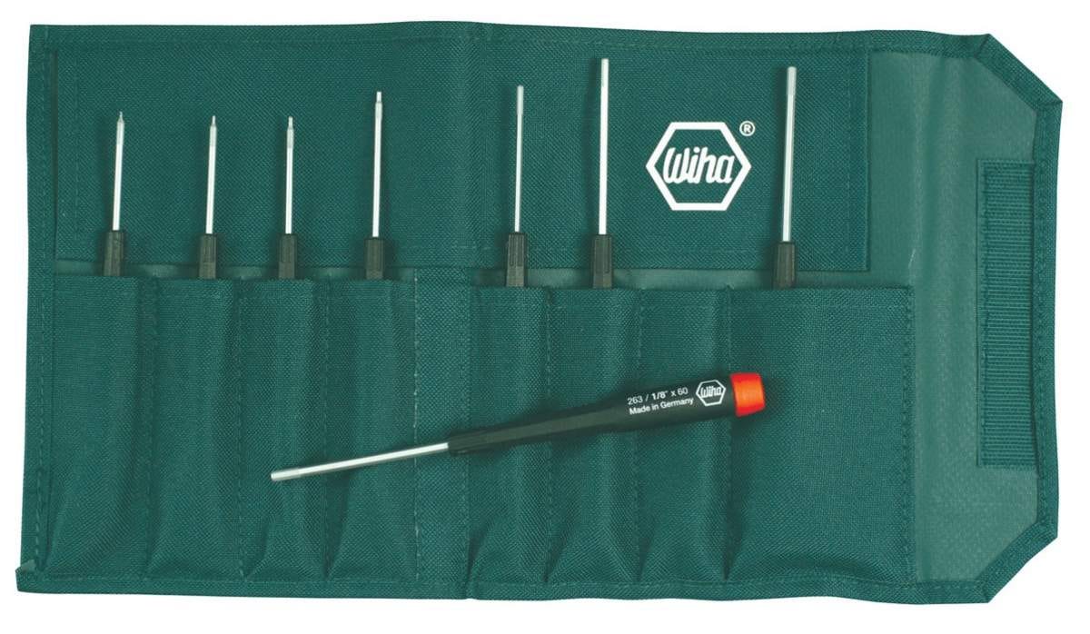 Wiha 26399 Precision Hex Inch Screwdrivers 8 Piece Set in Canvas Pouch - Image 1