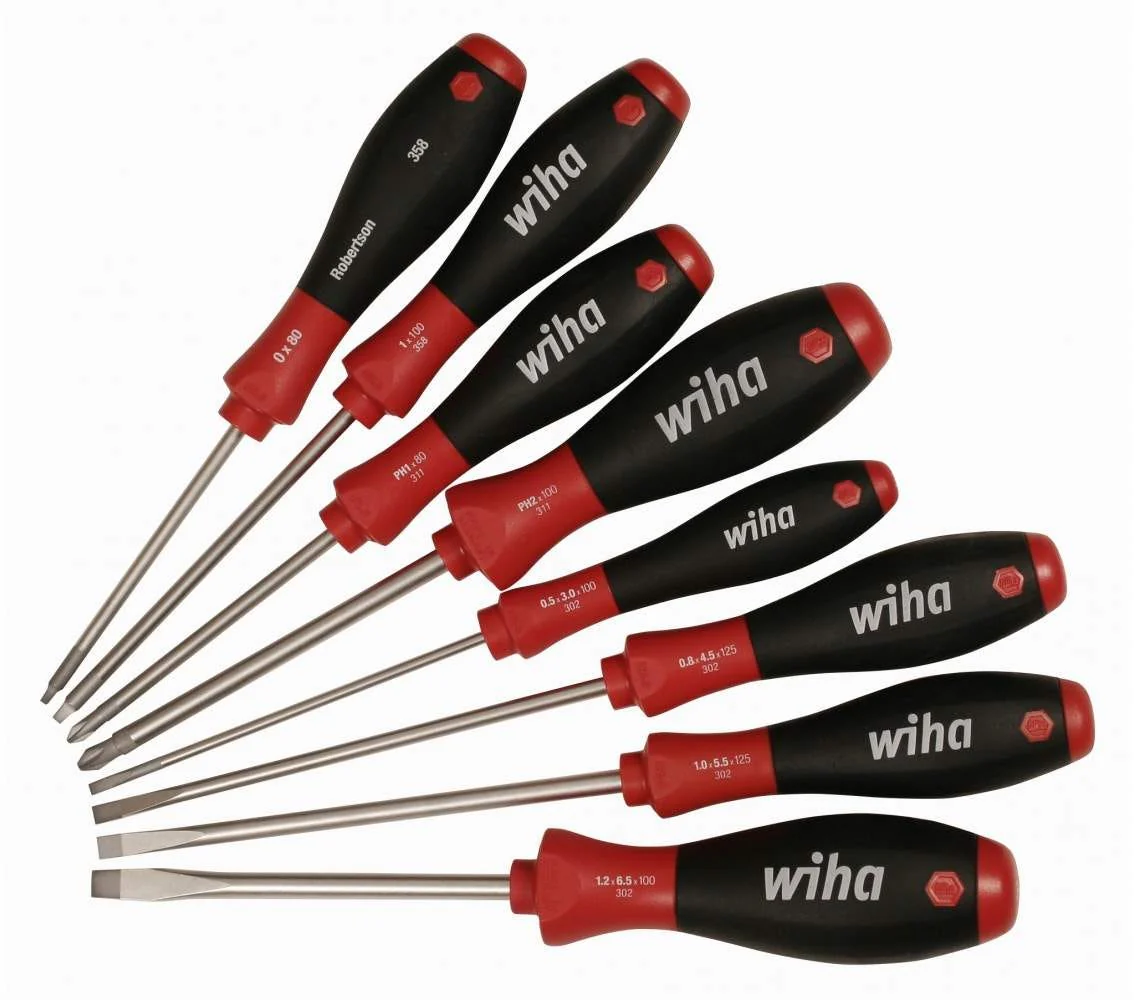 Wiha 30289 SoftFinish Slotted Phillips Square 8 Piece Cushion Grip Screwdriver Set - Image 2
