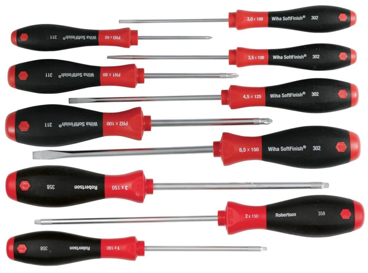 Wiha 30290 SoftFinish Slotted/Phillips/Square Screwdriver 10 Piece Set - Image 2