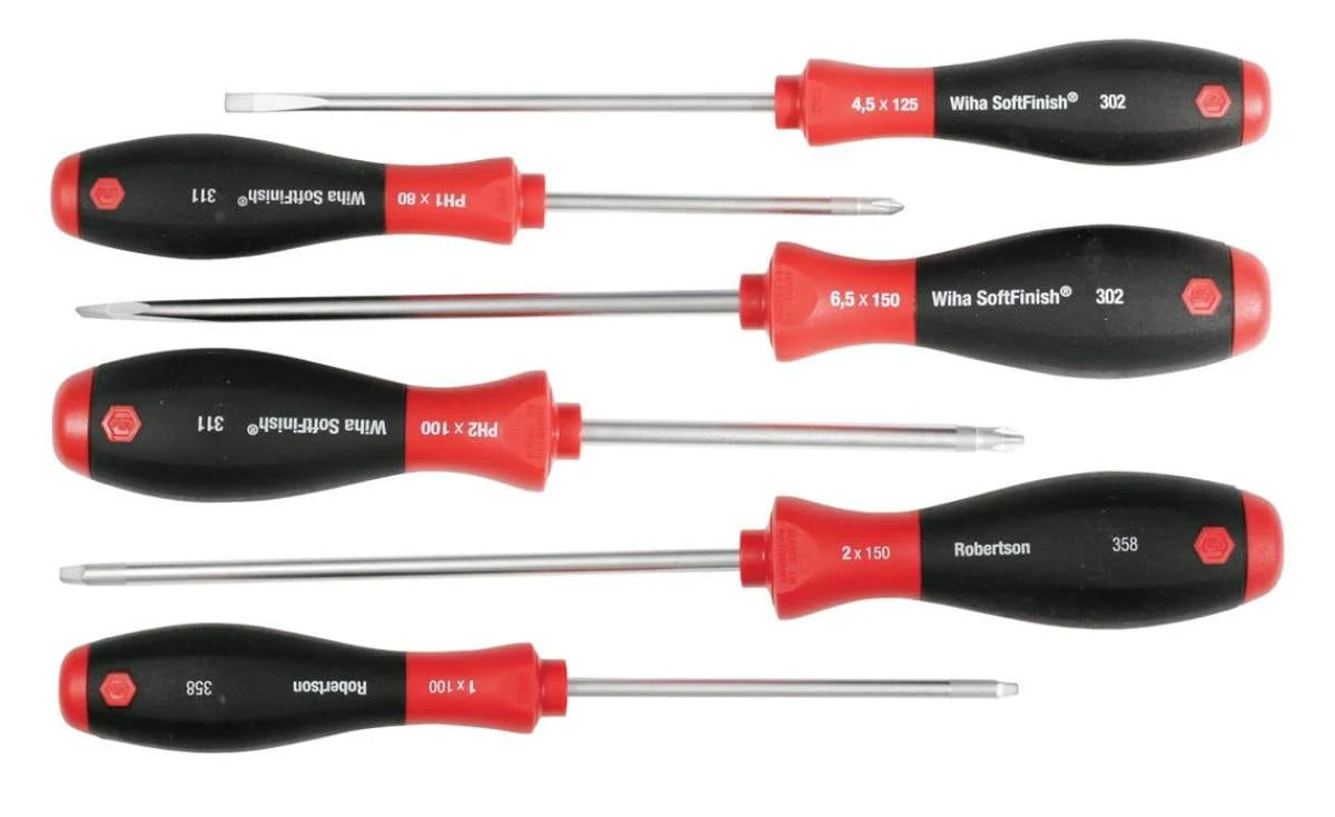 Wiha 30291 SoftFinish Slotted/Phillips/Square Screwdriver 6 Piece Set - Image 1