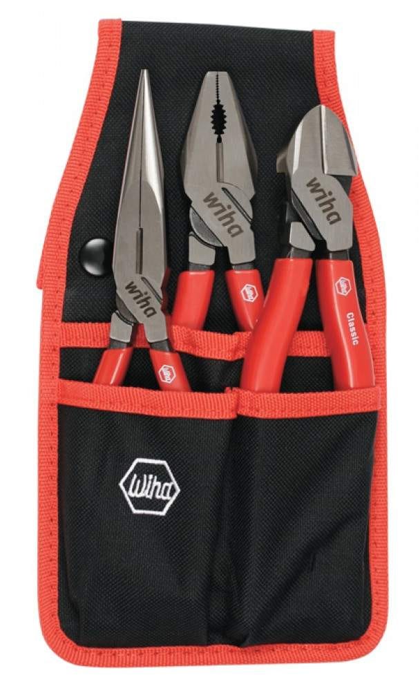 Wiha 32653 Soft Grip 8" Pliers and Cutters 3-Piece Set in Belt Pack Pouch - Image 1