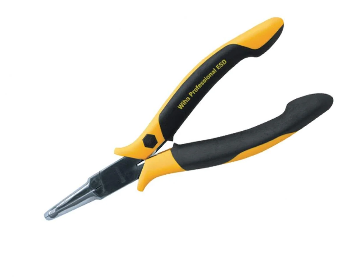 Wiha 32748 ESD Safe Precision Needle Nose Bent 90&deg; Smooth Jaws Pliers - Image 1