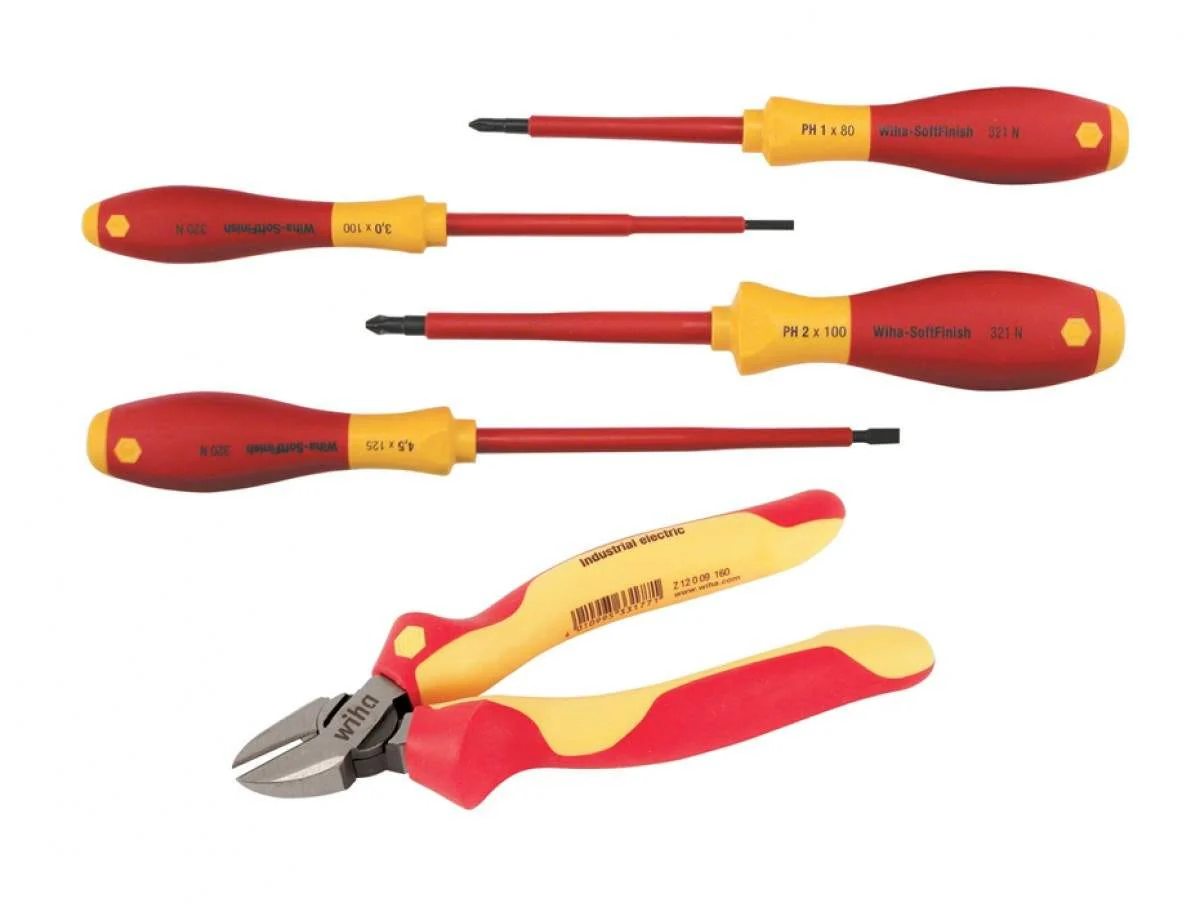 Wiha 32983 Insulated Industrial Diagonal Cutters and Screwdrivers 5 Piece Set - Image 1
