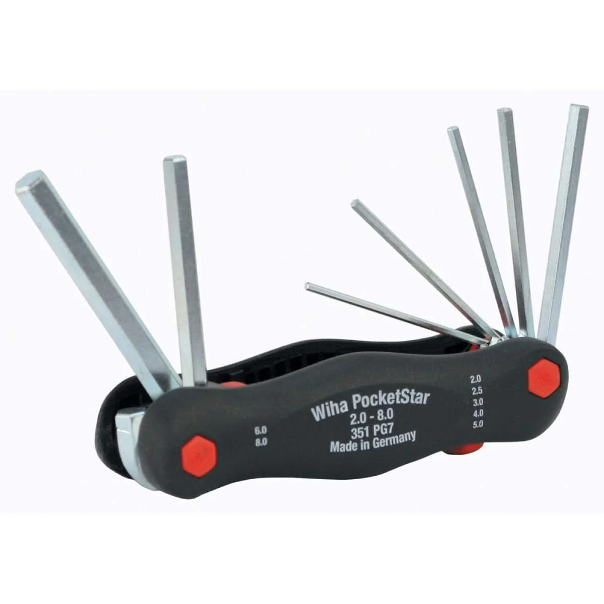 Wiha 35195 PocketStar Fold Out Hex 7 Piece Metric Set 2mm-8mm - Image 1