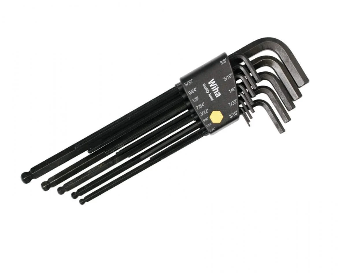 Wiha 36991 Ball End Hex Long Arm L-Key Black Inch 13 Piece Set