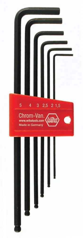 Wiha 36992 Ball End Hex Long Arm L-Key Black Metric 6 Piece Set