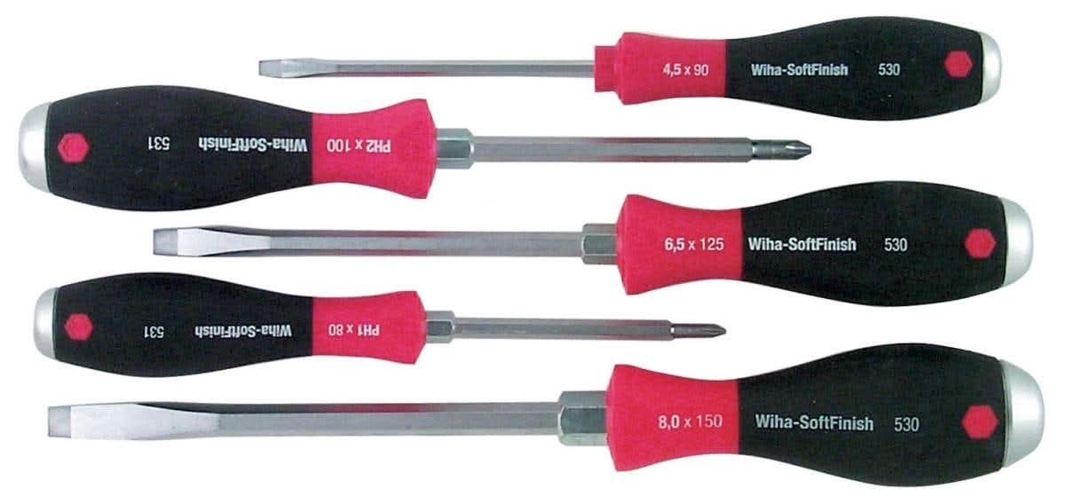 Wiha 53090 SoftFinish Extra Heavy Duty Slotted 5.5mm, 6.5mm, 8.0mm/Phillips #1, #2 5 Piece Set - Image 2