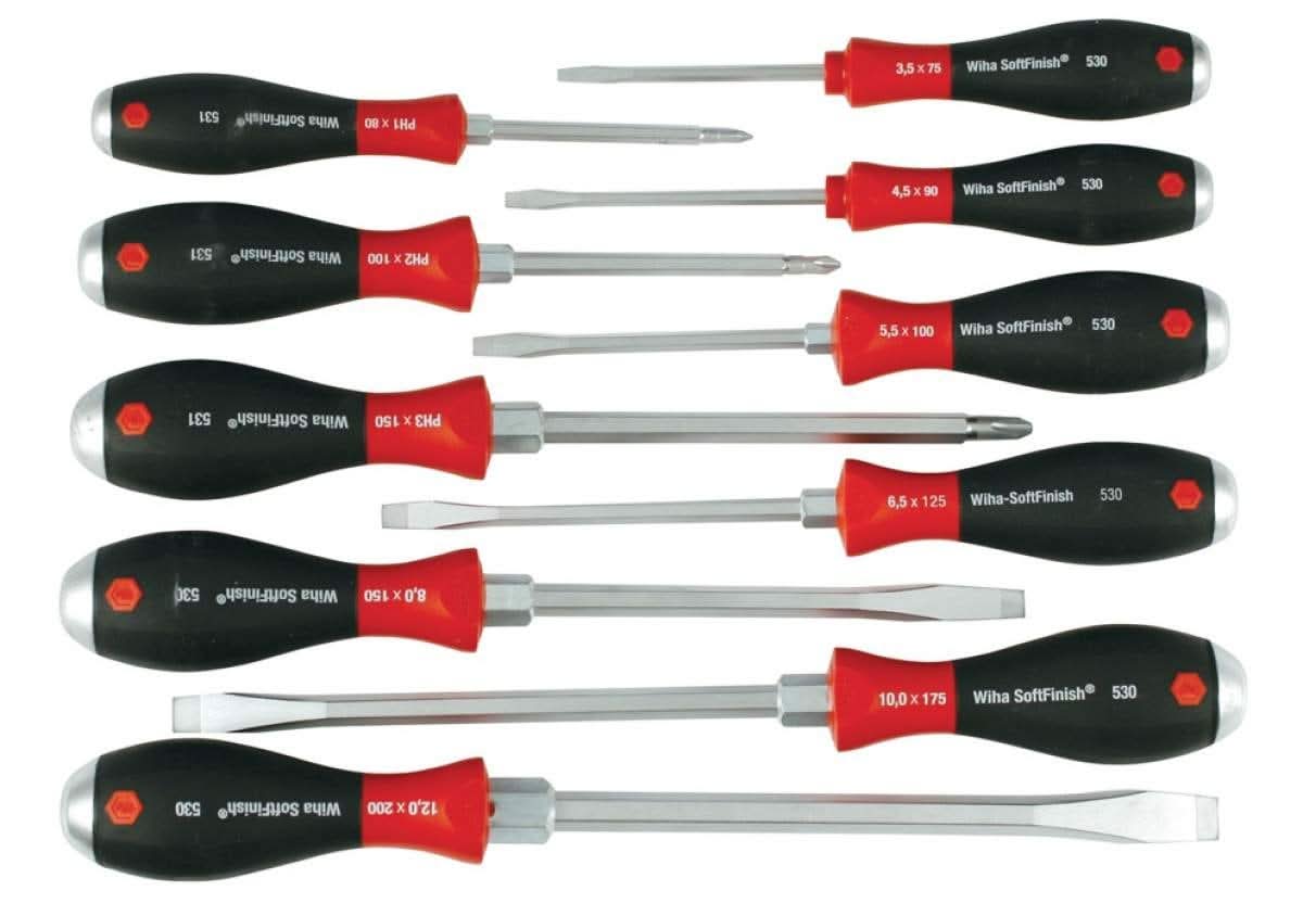 Wiha 53099 SoftFinish Extra Heavy Duty Slotted/Phillips 10 Piece Set - Image 2