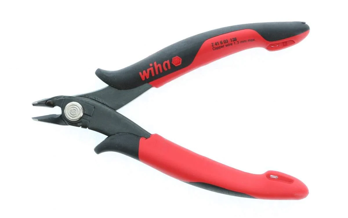 Wiha 56825 Electronic Diagonal Cutters Full Flush Wide Shape With Wire Holding Spring - Image 1