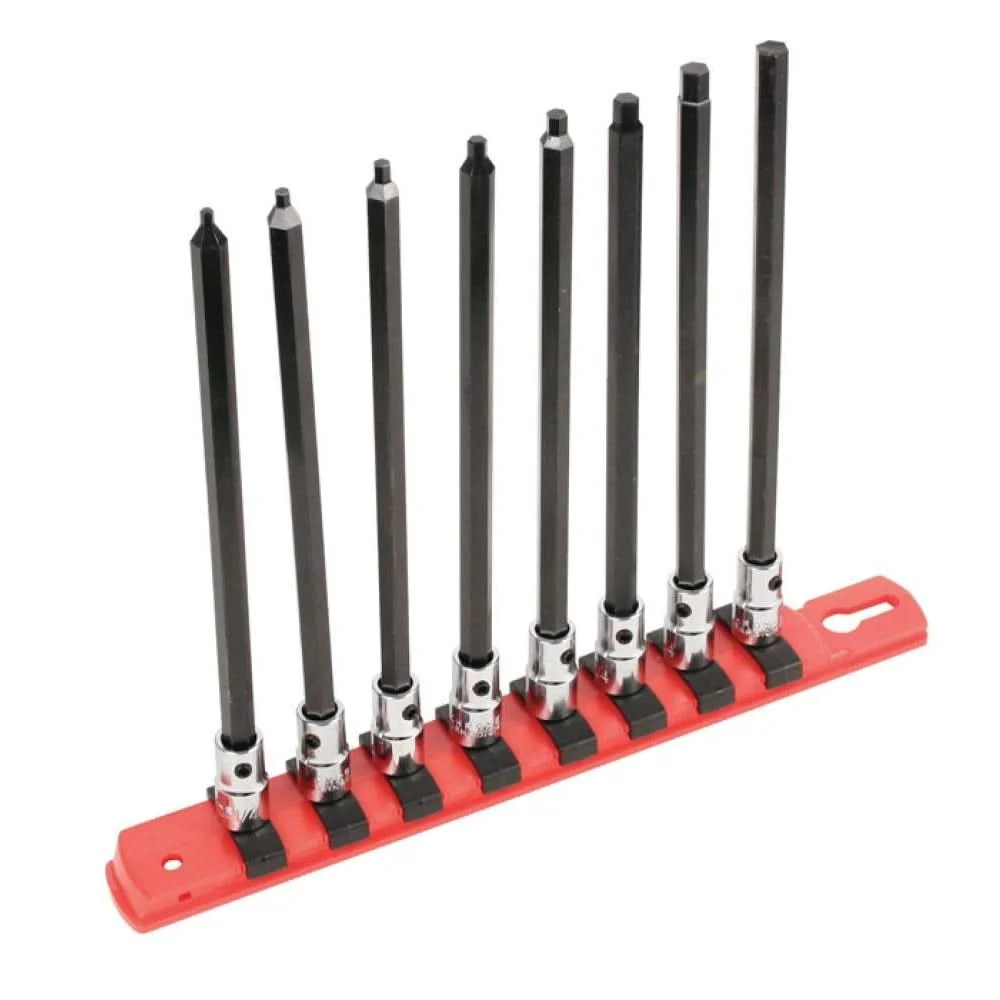 Wiha 77191 Hex Inch 6" Long Bit Socket 1/4" Square Drive 8 Piece Set - Image 1