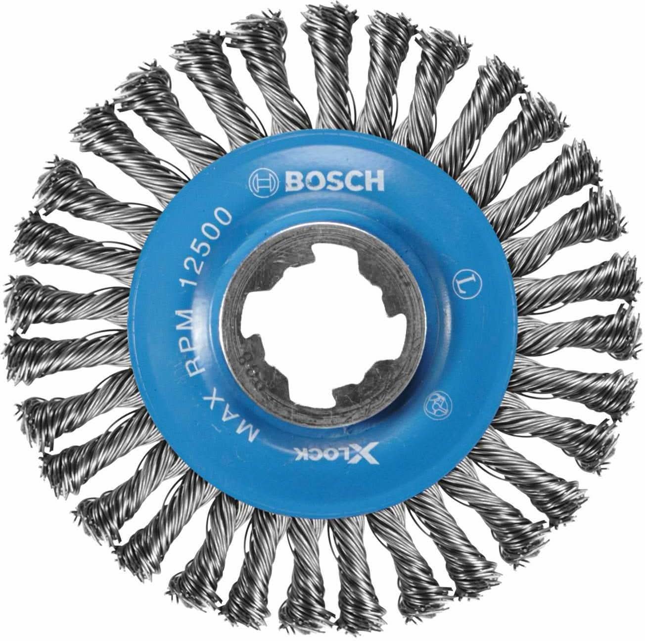 Bosch WBX408 X-Lock 4-1/2″ Wire Wheel, Stringer Bead Knotted, Carbon Steel