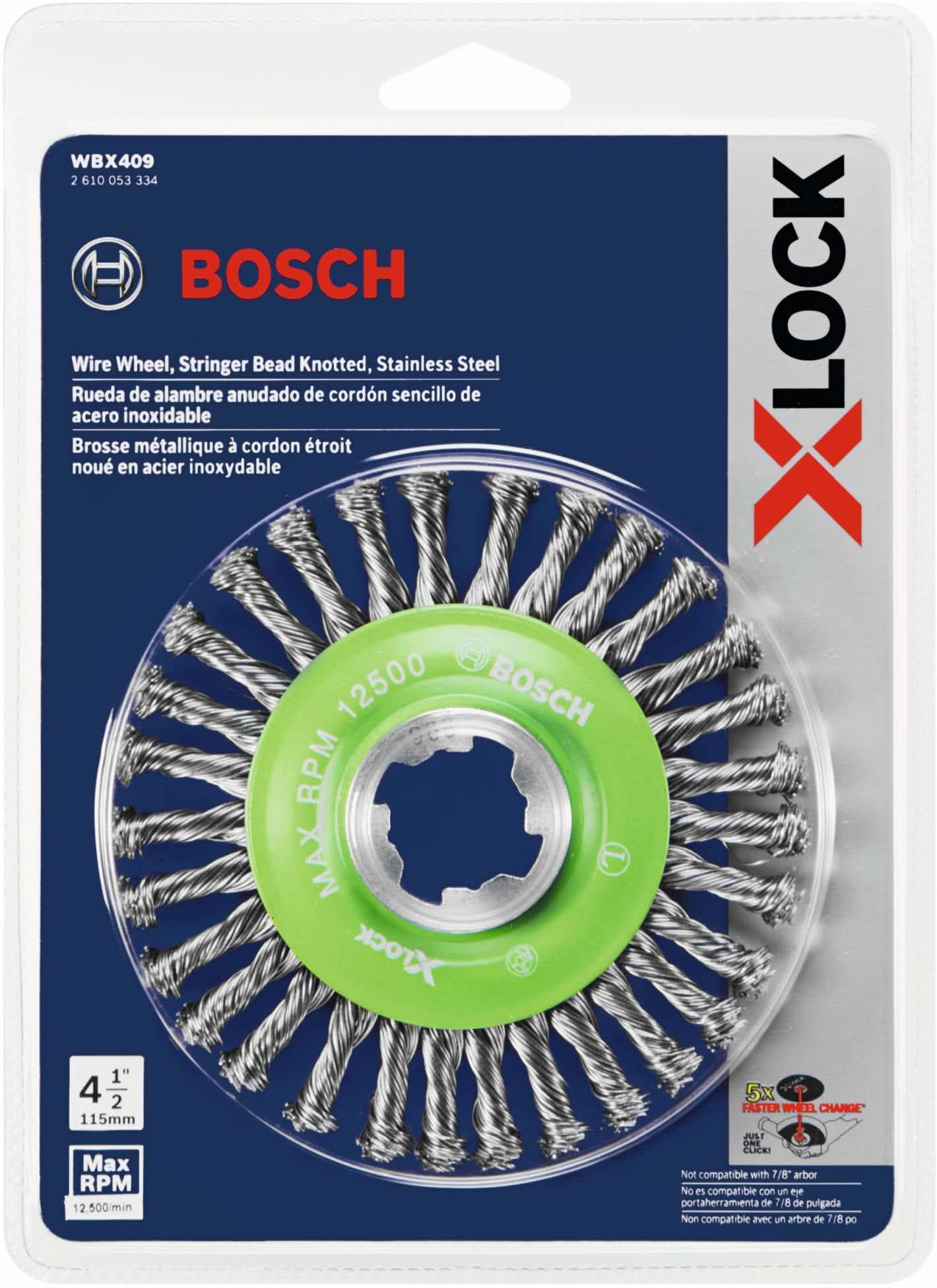 Bosch WBX409 X-Lock 4-1/2" Wire Wheel, Stringer Bead Knotted, Stainless Steel - Image 2