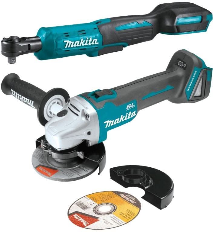 Makita XAG04Z-XRW01Z 18V LXT Cordless 4-1/2â€ / 5″ Cut-Off/Angle Grinder and 3/8″ / 1/4″ Sq. Drive Ratchet, Bare Tool Combo