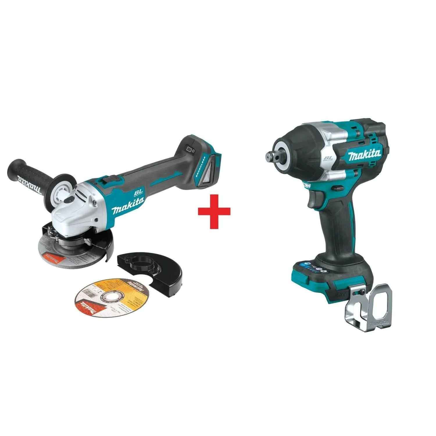 Makita 18V LXT Brushless Cordless 4-1/2 / 5" Cut-Off/Angle Grinder and Impact Wrench Kit (Bare Tools) - Image 1