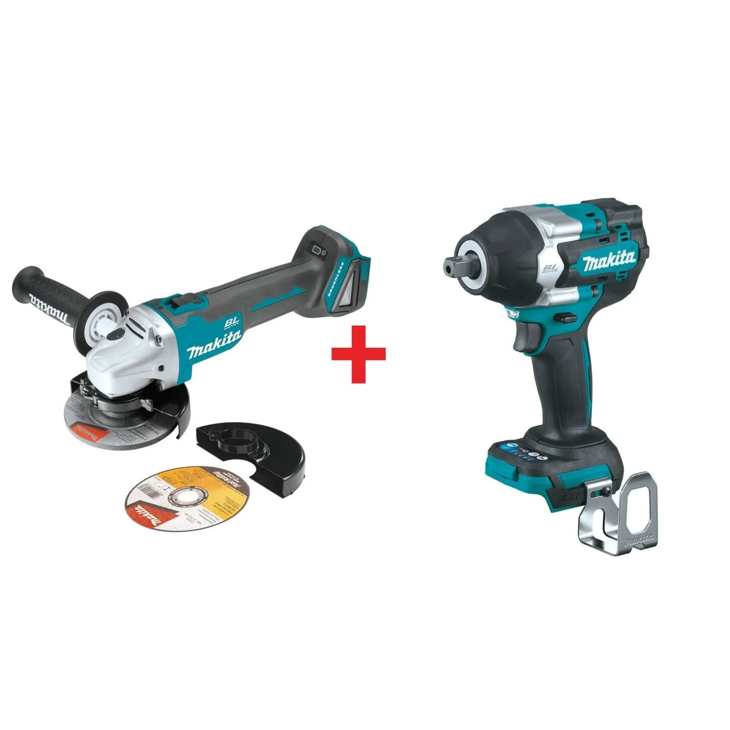 Makita 18V LXT Brushless Cordless Cut-Off/Angle Grinder and Impact Wrench with Detent Anvil Kit (Bare Tools) - Image 1