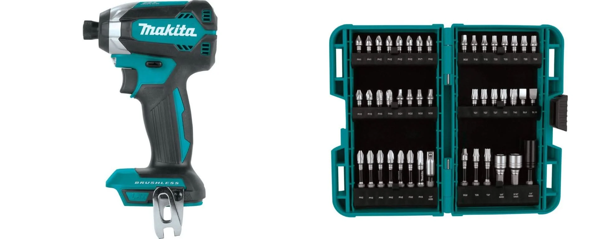 Makita 18V Brushless Cordless Impact Driver with Impact XPS 45-Piece Impact Bit Set (Bare Tool) - Image 1