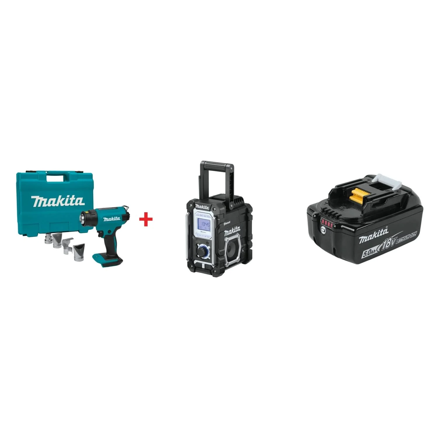 Makita 18V LXT Heat Gun w/ 18V LXT / 12V max CXT Bluetooth Radio & 18V LXT 5.0Ah Battery - Image 1