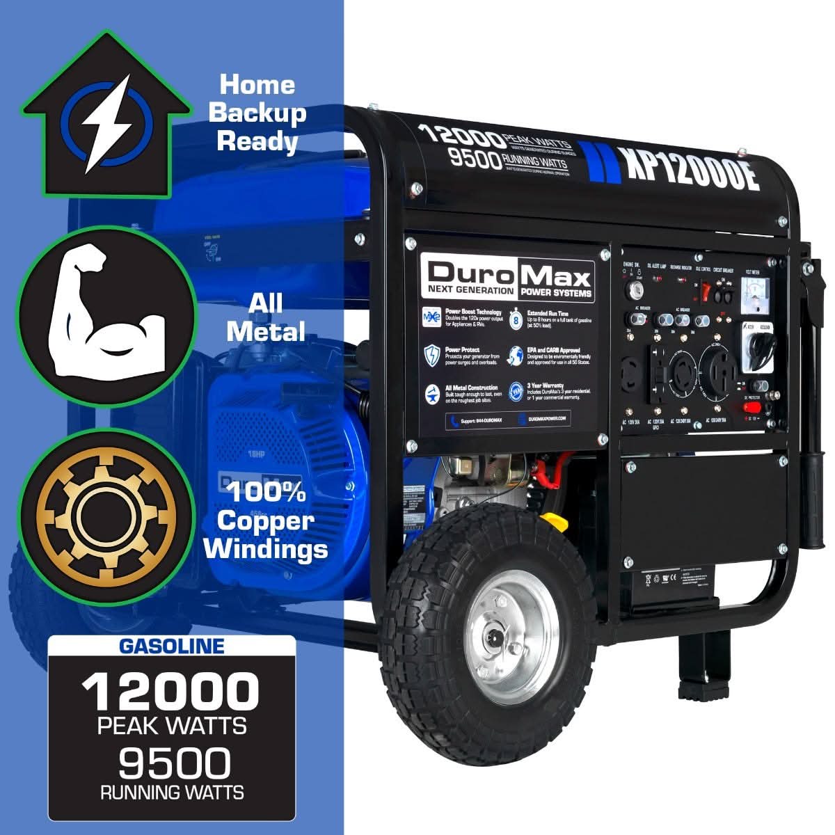 DuroMax XP12000E 12,000-Watt 457cc Portable Gas Electric Start Generator - Image 2