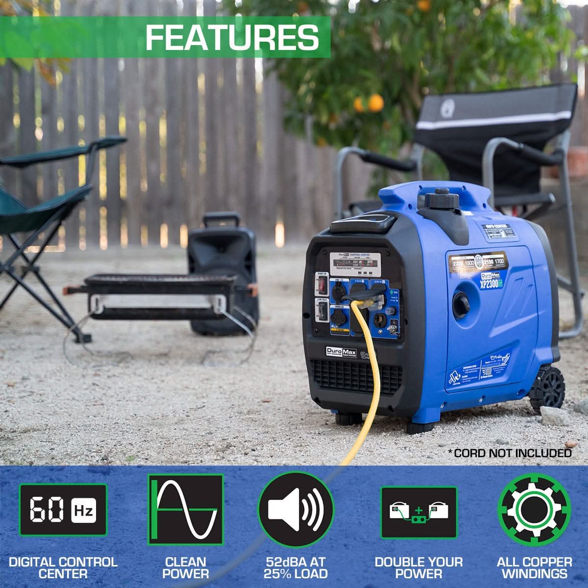 DuroMax XP2300iH 2,300-Watt 80cc Dual Fuel Digital Inverter Hybrid Portable Generator - Image 2