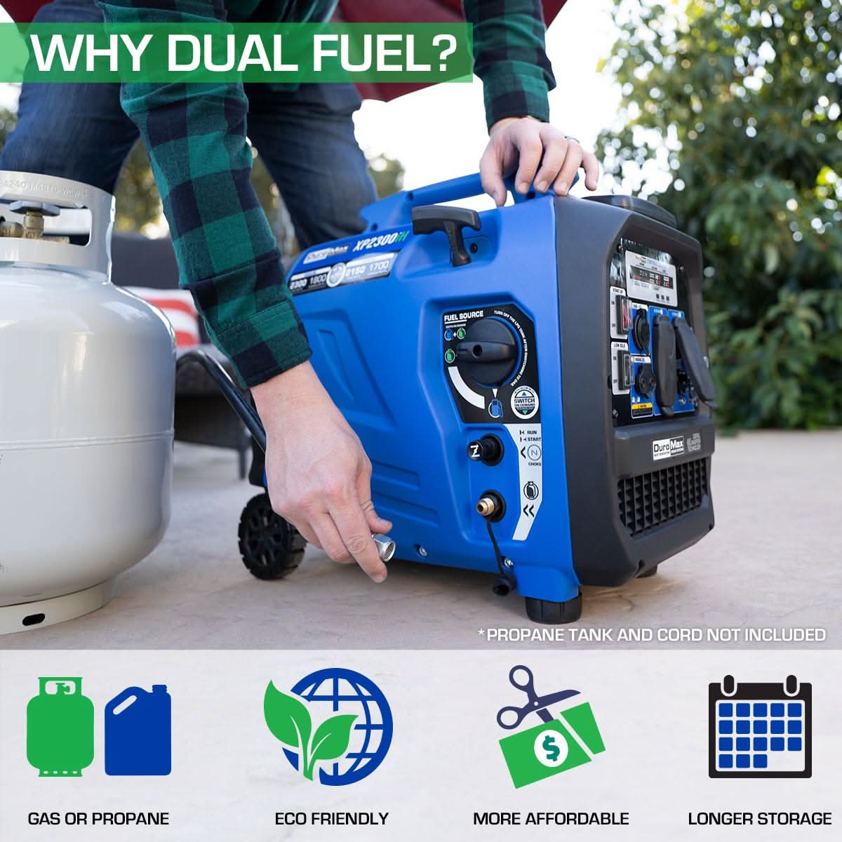 DuroMax XP2300iH 2,300-Watt 80cc Dual Fuel Digital Inverter Hybrid Portable Generator - Image 3